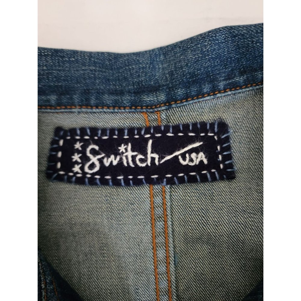 Switch USA Women's Blue Denim Butterfly Design Cropped Jean Jacket Size XL - Picture 6 of 10